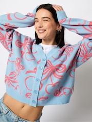 Skinnydip Cherry Bow Knitted Cardigan - Image 2 of 4