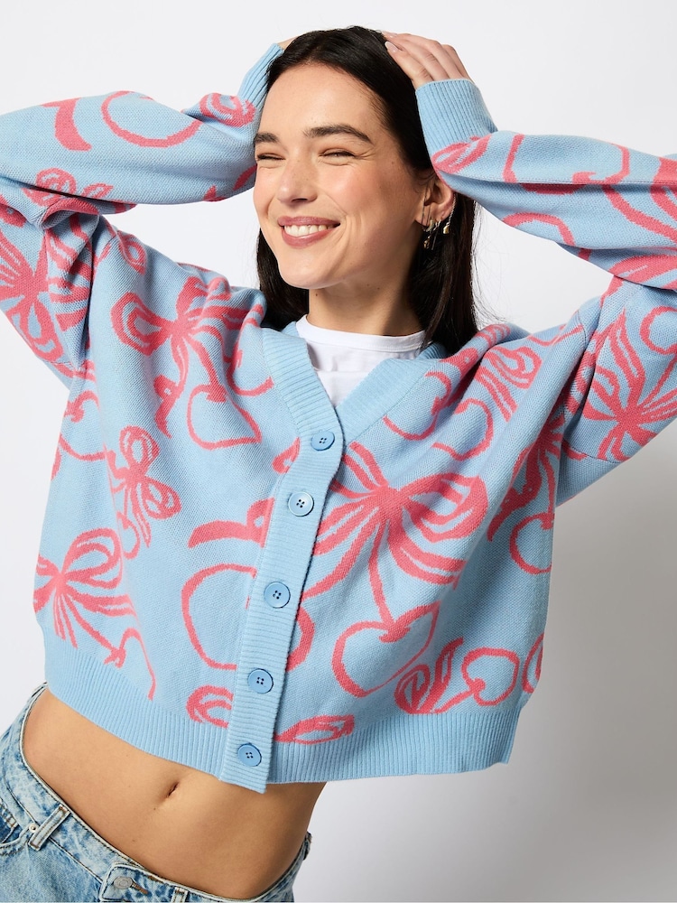 Skinnydip Cherry Bow Knitted Cardigan - Image 2 of 4