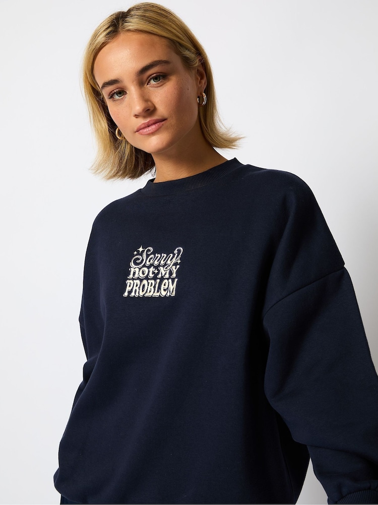Skinnydip Blue Sorry Not My Problem Sweatshirt - Image 4 of 5