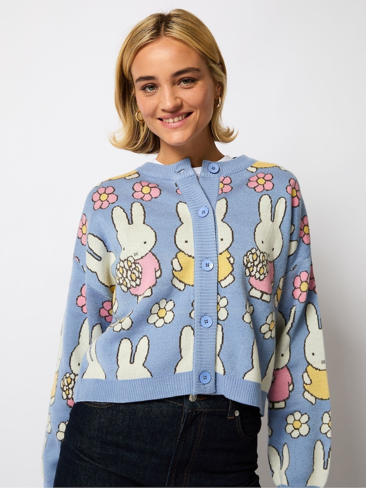 Miffy x Skinnydip Blue Flower Knitted Cardigan - Image 1 of 5