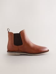 Tan Brown Wide Fit (G) Leather Chelsea Boots - Image 2 of 5
