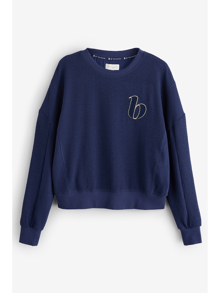 B by Ted Baker Navy Crinkle Texture Lounge Top - Image 1 of 3