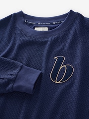 B by Ted Baker Navy Crinkle Texture Lounge Top - Image 2 of 3