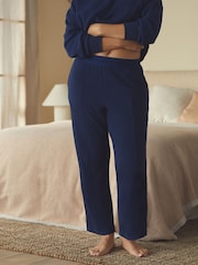 B by Ted Baker Navy Crinkle Texture Wide Leg Trousers - Image 2 of 10