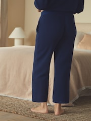 B by Ted Baker Navy Crinkle Texture Wide Leg Trousers - Image 3 of 10