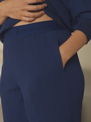 B by Ted Baker Navy Crinkle Texture Wide Leg Trousers - Image 5 of 10