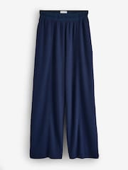 B by Ted Baker Navy Crinkle Texture Wide Leg Trousers - Image 6 of 10