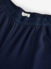 B by Ted Baker Navy Crinkle Texture Wide Leg Trousers - Image 7 of 10