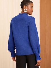 Love & Roses Blue Cosy Ruffle Long Sleeve Jumper - Image 3 of 4