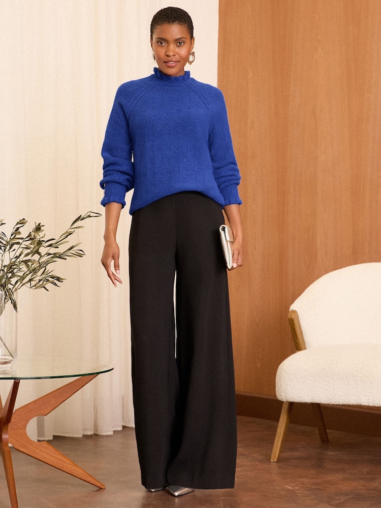Love & Roses Blue Cosy Ruffle Long Sleeve Jumper - Image 4 of 4