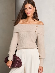 Lipsy Eyelash Bardot Knitted Jumper - Imagen 3 de 4