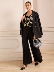 Love & Roses Black Metallic V-Neck V-Back Vest - Image 3 of 4