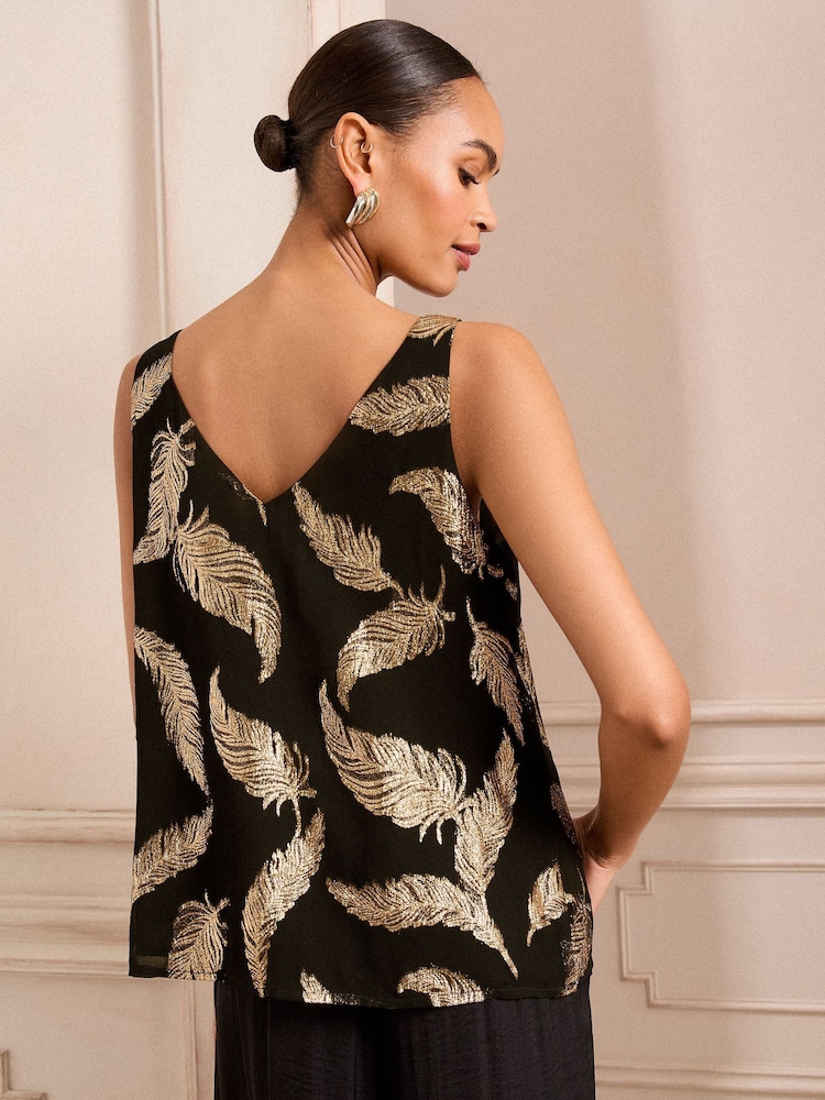 Love & Roses Black Metallic V-Neck V-Back Vest - Image 4 of 4