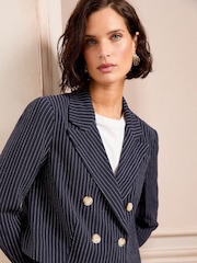 Love & Roses Blue Tailored Cropped Blazer Jacket - Image 2 of 8