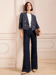 Love & Roses Blue Tailored Cropped Blazer Jacket - Image 3 of 8