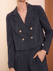 Love & Roses Blue Tailored Cropped Blazer Jacket - Image 6 of 8