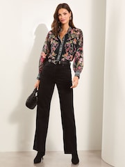 Lipsy Black 1 Long Sleeve Grandad Collar Blouse - Image 3 of 4
