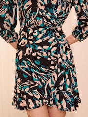Love & Roses Black Tie Wrap 3/4 Sleeve Mini Dress - Image 4 of 4