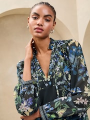 Lipsy Blue  Printed Long Sleeve Blouse - Image 3 of 4