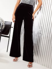 Friends Like These Black Petite Velvet Tailored Single Breasted Co-Ord Suit Blazer - Image 1 of 4