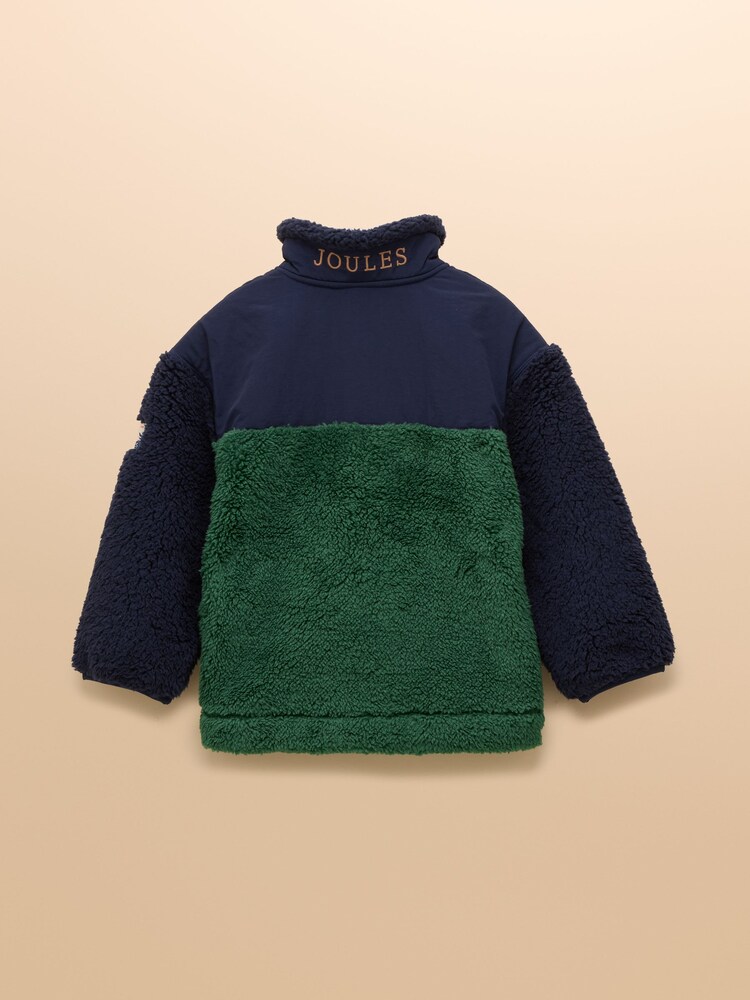Joules Boys' Billy Green and Tan Colourblock Quarter Zip Fleece - Image 2 of 4 Joules Boys' Billy Green and Tan Colourblock Quarter Zip Fleece - Image 2 of 4