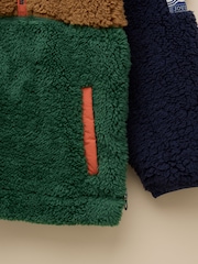 Joules Boys' Billy Green and Tan Colourblock Quarter Zip Fleece - Image 3 of 4