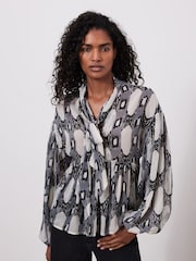 Mint Velvet Grey Abstract Print Blouse - Image 1 of 7
