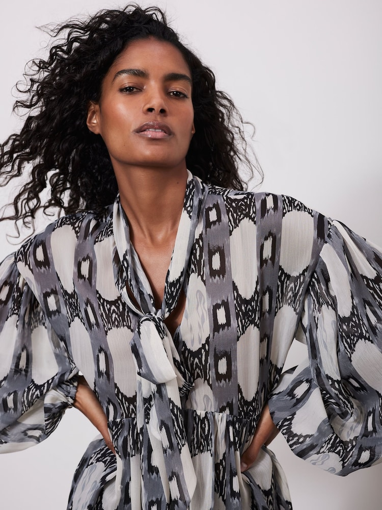 Mint Velvet Grey Abstract Print Blouse - Image 2 of 7