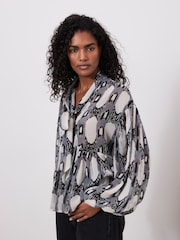 Mint Velvet Grey Abstract Print Blouse - Image 3 of 7