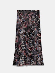 Mint Velvet Black Abstract Print Satin Midi Skirt - Image 6 of 7