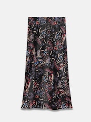 Mint Velvet Black Abstract Print Satin Midi Skirt - Image 7 of 7