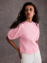 Mint Velvet Pink Stitch Sleeve Knit Top - Image 1 of 7