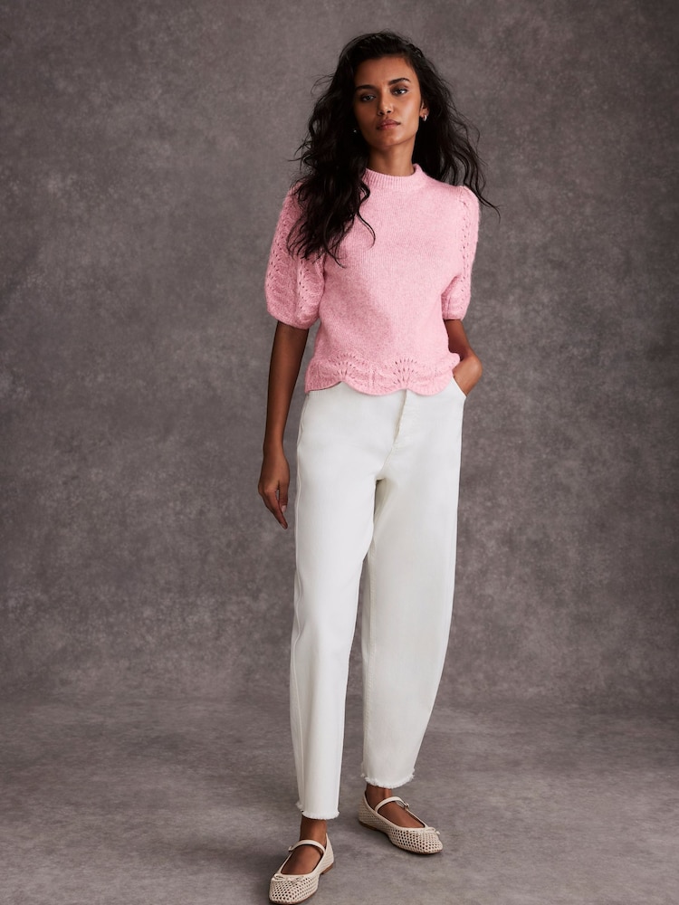 Mint Velvet Pink Stitch Sleeve Knit Top - Image 3 of 7