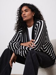 Mint Velvet Black Stripe Stitch Cardigan - Image 1 of 7