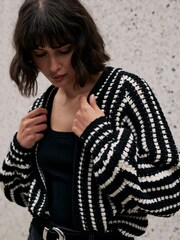 Mint Velvet Black Stripe Stitch Cardigan - Image 5 of 7