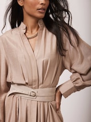 Mint Velvet Cream Pleated Maxi Shirt Dress - Image 3 of 7