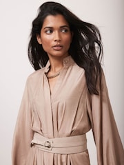 Mint Velvet Cream Pleated Maxi Shirt Dress - Image 5 of 7