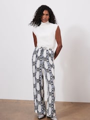 Mint Velvet Grey Abstract Print Trousers - Image 1 of 7