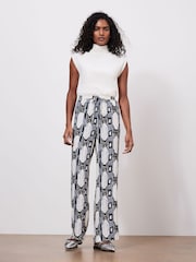 Mint Velvet Grey Abstract Print Trousers - Image 2 of 7