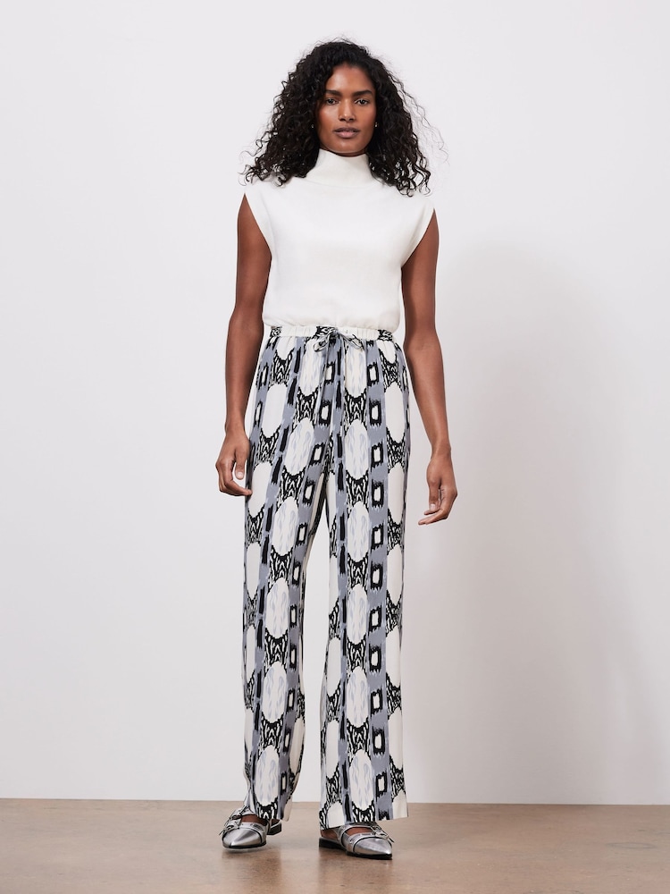 Mint Velvet Grey Abstract Print Trousers - Image 2 of 7