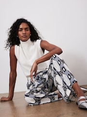 Mint Velvet Grey Abstract Print Trousers - Image 4 of 7