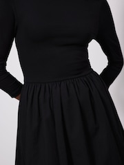 Mint Velvet Black Bubble Hem Jersey Midi Dress - Image 3 of 7