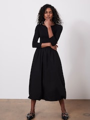 Mint Velvet Black Bubble Hem Jersey Midi Dress - Image 5 of 7