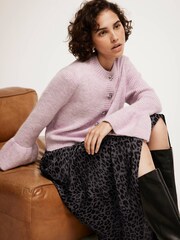 Mint Velvet Grey Animal Print Slip Skirt - Image 2 of 7