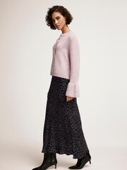 Mint Velvet Grey Animal Print Slip Skirt - Image 3 of 7