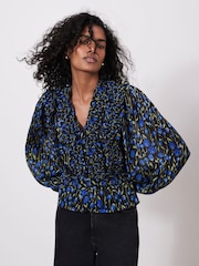 Mint Velvet Blue Floral Print Blouse - Image 5 of 7
