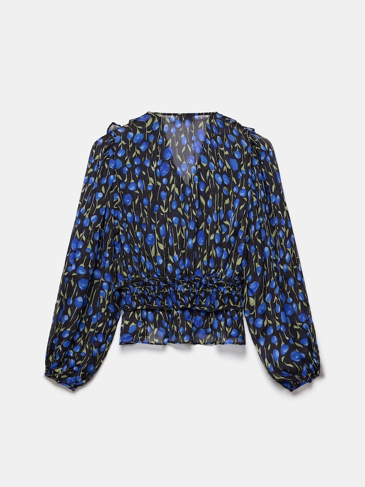 Mint Velvet Blue Floral Print Blouse - Image 7 of 7 Mint Velvet Blue Floral Print Blouse - Image 7 of 7