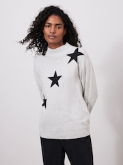 Mint Velvet Grey Cotton Blend Star Motif Jumper - Image 3 of 7