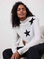 Mint Velvet Grey Cotton Blend Star Motif Jumper - Image 5 of 7