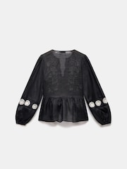 Mint Velvet Black Embroidered Detail Top - Image 7 of 7